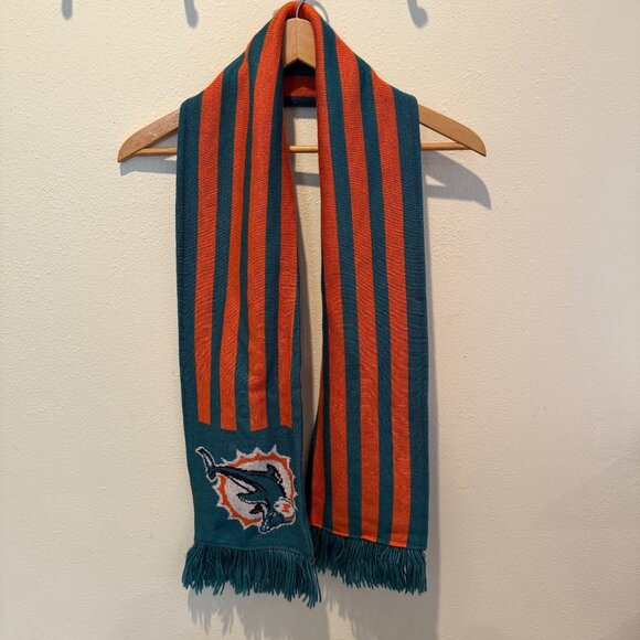 Reebok Other - Miami Dolphins Reebok Striped Acrylic Scarf With Logo & Fringe
